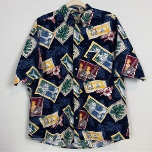 Natural Issue Hawaiian Aloha Shirt Navy L